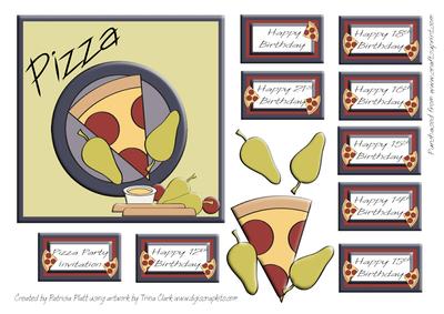 Pizza Birthday Square Card Topper
