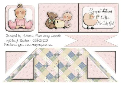Card Criss Cross Pocket Congratulations New Baby Girl
