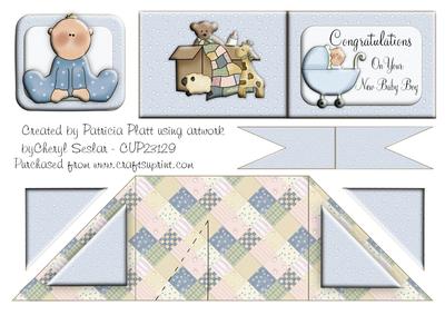 Card Criss Cross Pocket Congratulations New Baby Boy