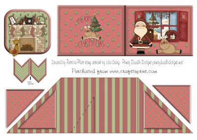 Card Criss Cross Pocket Christmas Santa and Rudolf Window