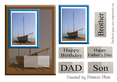 Beached Sail Boat Male Card Topper
