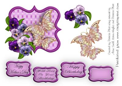 With Love on Your Birthday Purple Pansy Step by Step Topper
