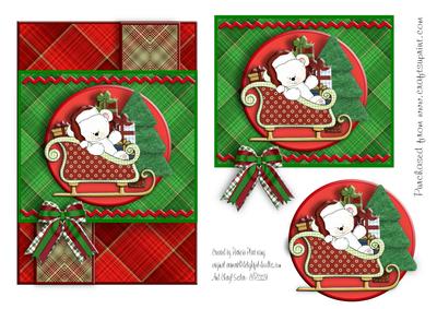 Polar Bear in a Sleigh Christmas Topper
