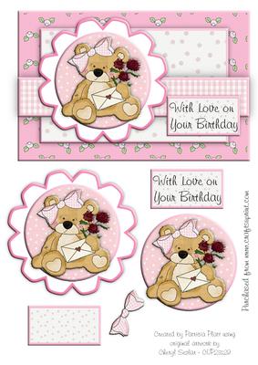 Sweet Teddy Love on Your Birthday Topper