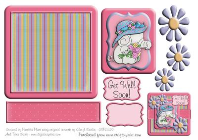 Get Well Soon Elephant Layered Square Card Topper