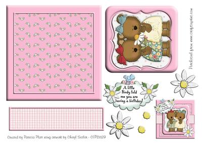 Birdy Birthday Bear Friends Square Layered Topper