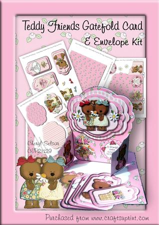 Teddy Flower Friends Gatefold Card and Envelope Kit