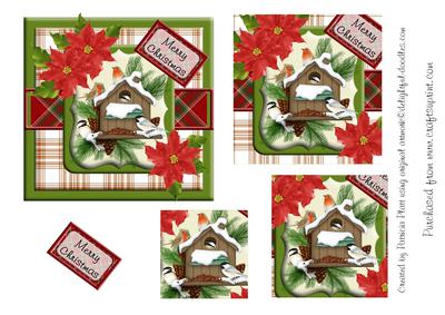 Poinsettias Winter Birds Christmas Square Pyramid Pyramage