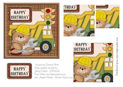 Builder Bear Birthday Pyramid Card Topper