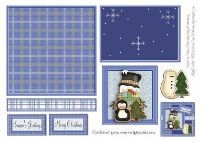 Snowman and Penguin Christmas Layered Square