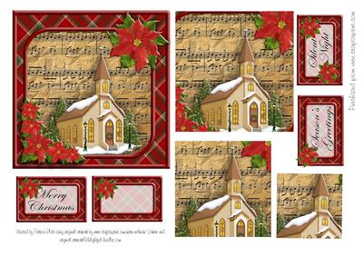 Christmas Church Silent Night Pyramage Square Topper