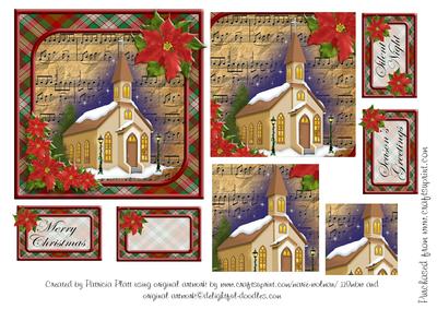 Christmas Night Church Pyramid Square Topper
