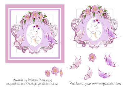 Lovely Lady Square Decoupage Birthday Topper
