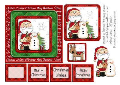 Christmas Santa and Friends Square Topper