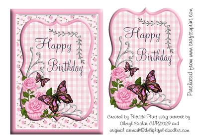 Pink Roses and Butterflies Birthday Topper