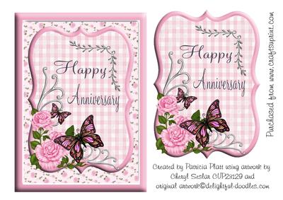 Pink Roses and Butterflies Anniversary Topper