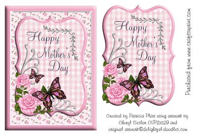 Pink Roses and Butterflies Mother's Day Topper