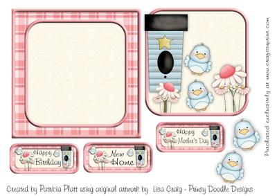 Blue Birds New Home Square Card Topper