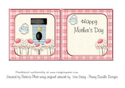 Blue Birds Happy Mother's Day Square Card Insert