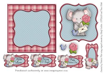 Valentine/sorry Elephant Square Card Topper