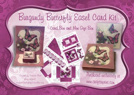 Burgandy Butterfly Easel Tea Light Box and Box Kit