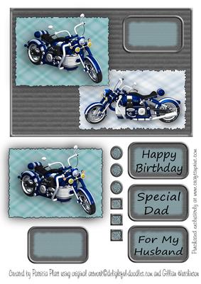All Occasion Blue Motorbike Card Topper