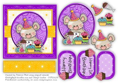 Birthday Mouse Square Card Topper