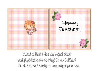 Little Girl with Flowers for Birthday Insert