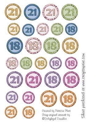 Numbers 18 and 21 Circle Embellishments