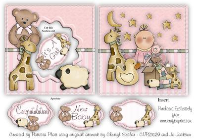 Baby Girl Aperture Card Topper and Insert