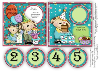 Birthday Pups Ages Aperture Card Topper and Insert
