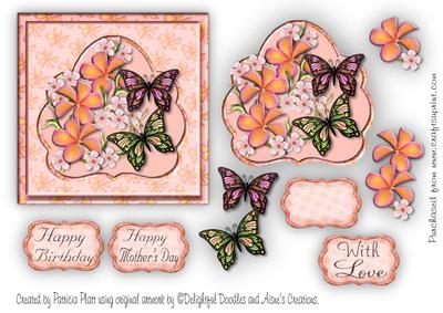 All Occasions Frangipani and Butterflys Square Card Topper