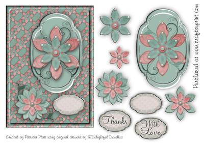 All Occasion Blue and Pink Floral Card Topper
