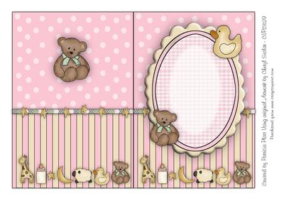 Pink New Baby Pram and Toys Blank Insert