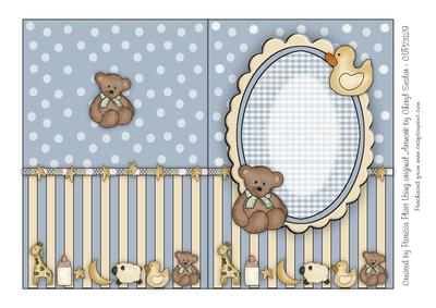 Blue New Baby Pram and Toys Blank Insert