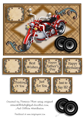 Red Motorbike Various Occasions Card Topper