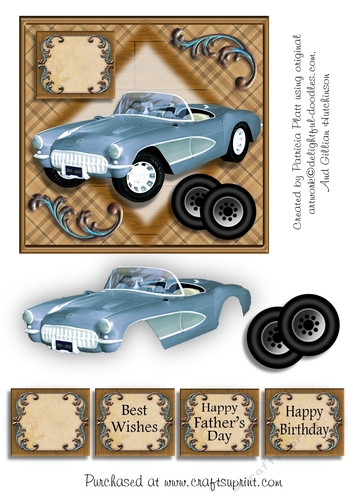 Blue Corvette Square Topper Various Occasions