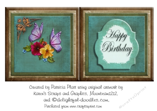 Petunias and Butterflies Happy Birthday Insert