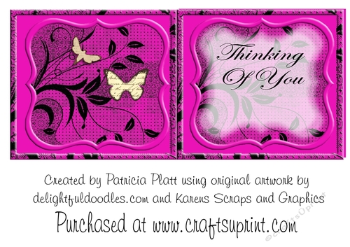 Iris and Butterflies Fuschia square Thinking of You Insert