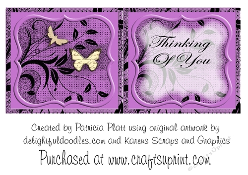 Iris and Butterflies Lavendar square Thinking of You Insert