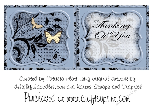 Iris and Butterflies Blue square Thinking of You Insert