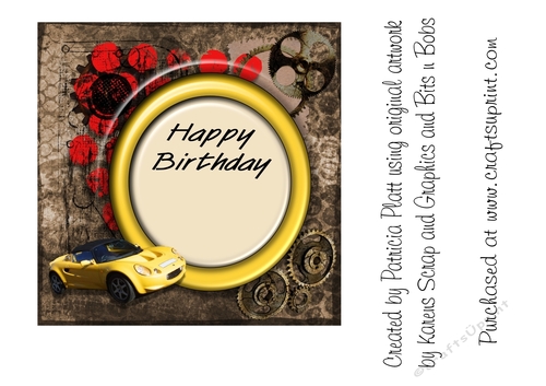 Grunge Yellow Sports Car Male Age Birthday Square Card insert