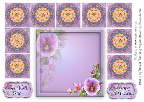 Lavendar Pansy Teabags and Topper Happy Birthday or Get Well Soon number 3