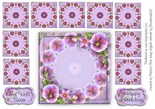 Lavendar Pansy Teabags and Topper Happy Birthday or Get Well Soon number 4