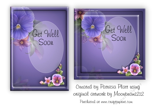 Blue Pansy Get Well Soon Inserts for Pansy Teabag Toppers