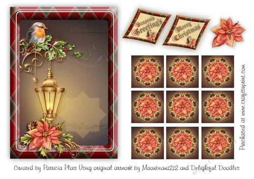 Christmas Robin Teabag Squares and Topper 