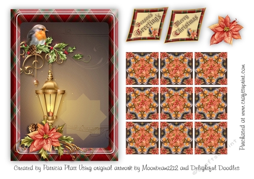 Christmas Robin Teabag Squares and Topper 2