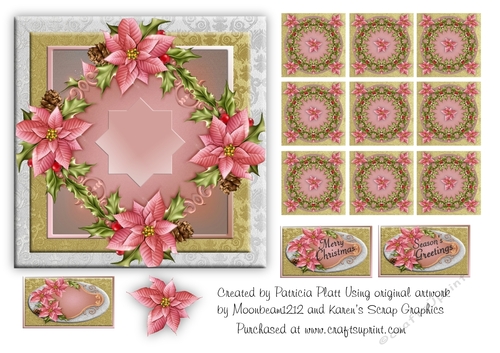 Christmas Pink Poinsettia Square Teabags and Topper2