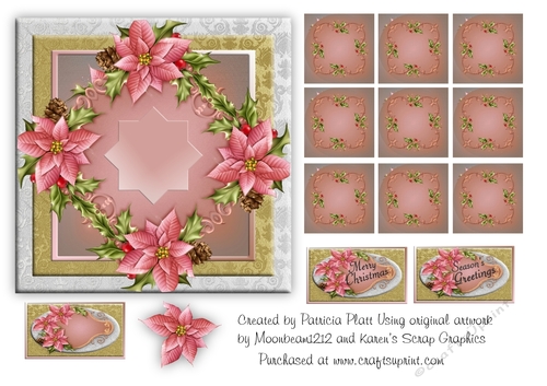 Christmas Pink Poinsettia Square Teabags and Topper 3