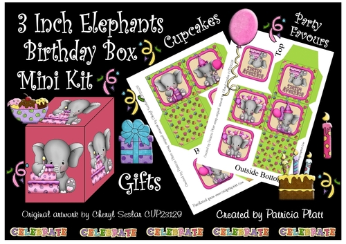 3 Inch Elephants Birthday Box Mini Kit